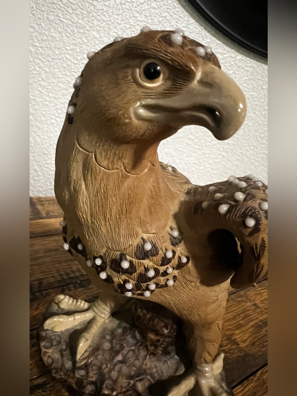 Vintage  Chinese Eagle Sculpture Zisha Purple Clay Pearl Glaze Hand Painted RARE - Picture 3 of 16